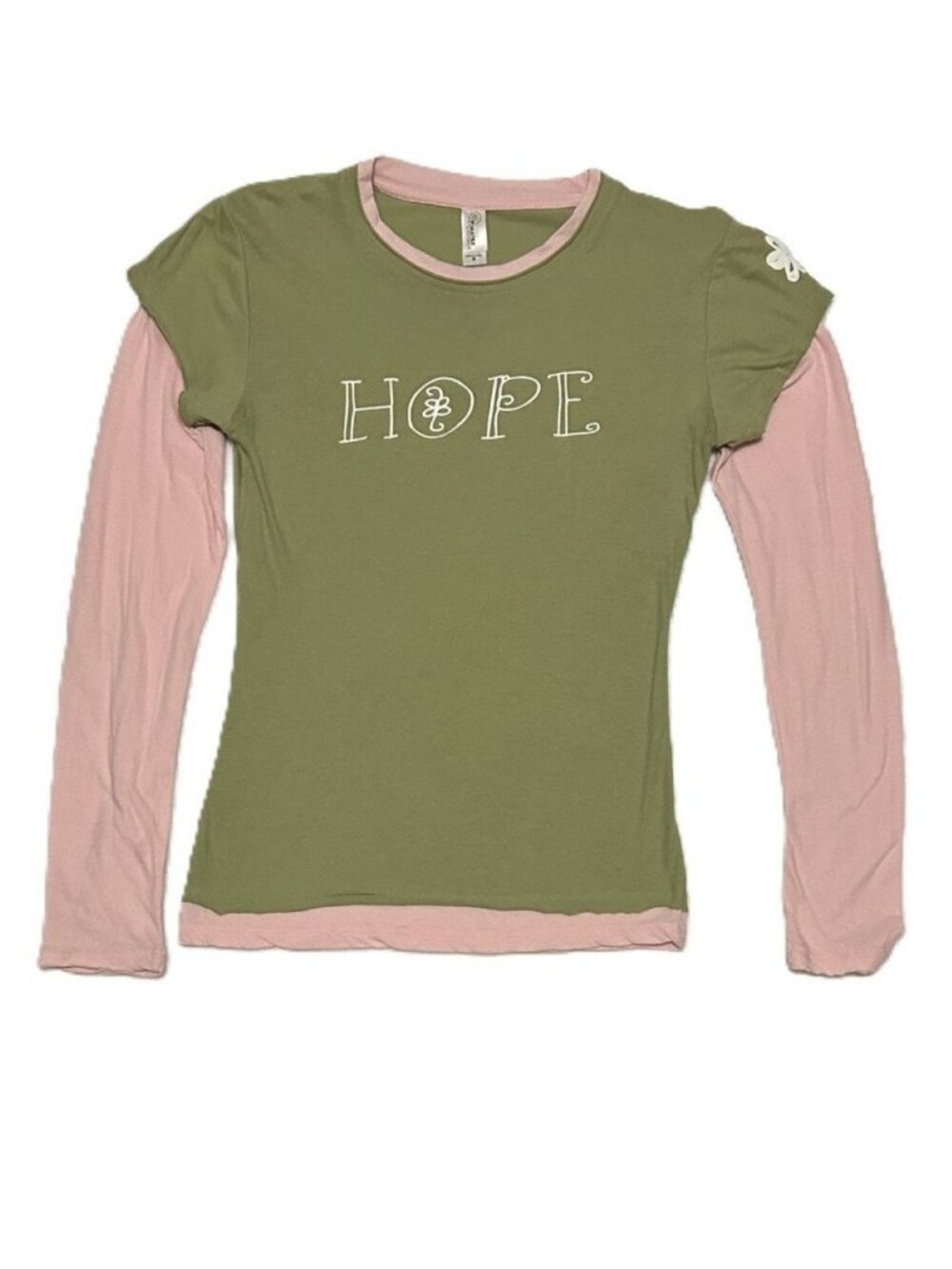 Pimatee Women's Green & Pink Long Sleeve T-Shirt